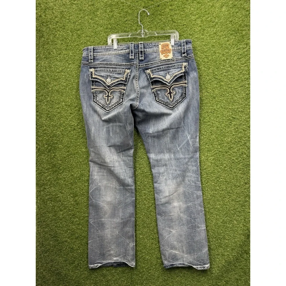 Rock Revival Jeans Mens 42 Illesley Straight Leg Embroidered Denim Preppy y2k